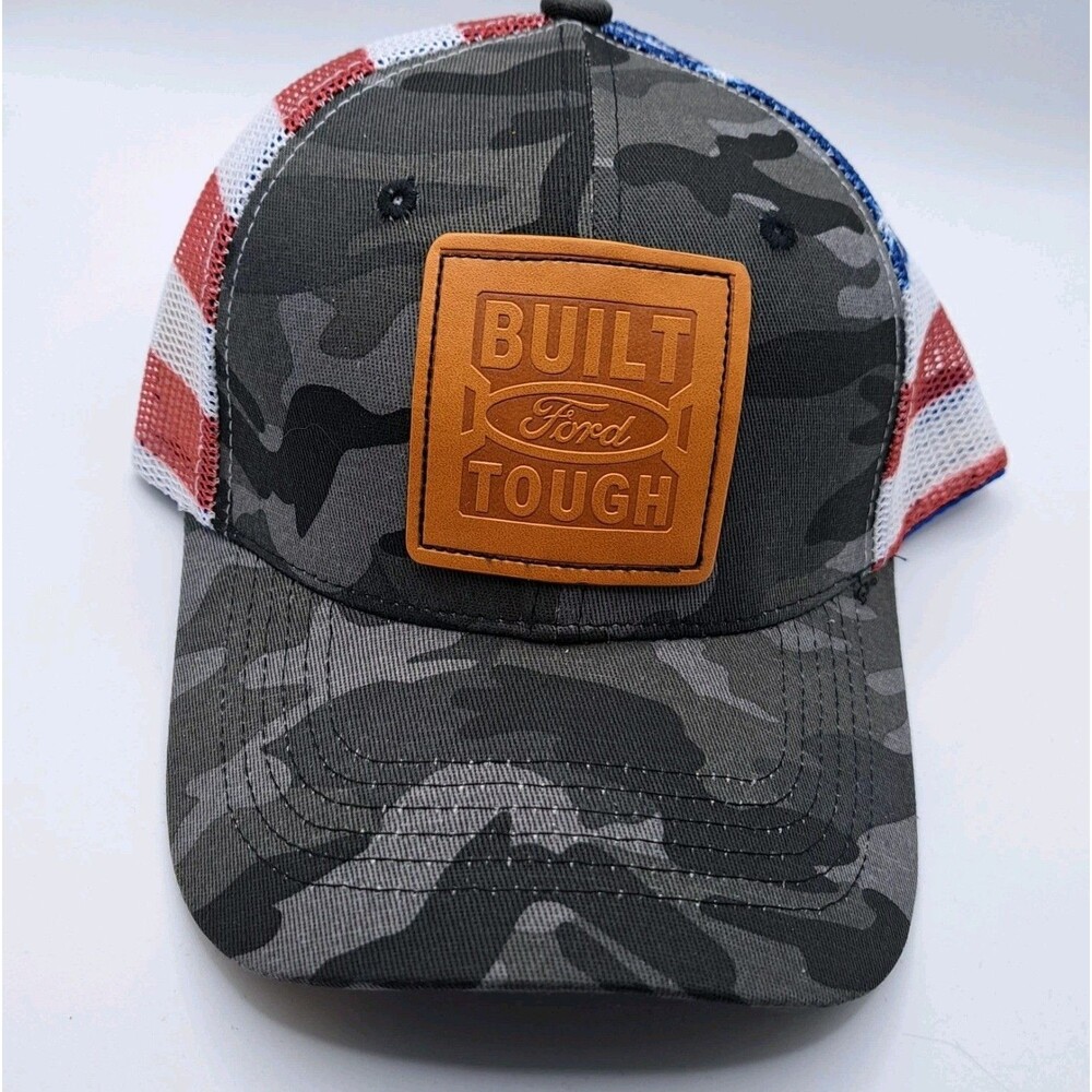 Ford Gray Camo American Flag Trucker Mesh Cap Built Ford Tough‎ Snapback
